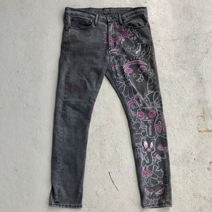 Custom hand painted cartoon Levi 501 jeans
